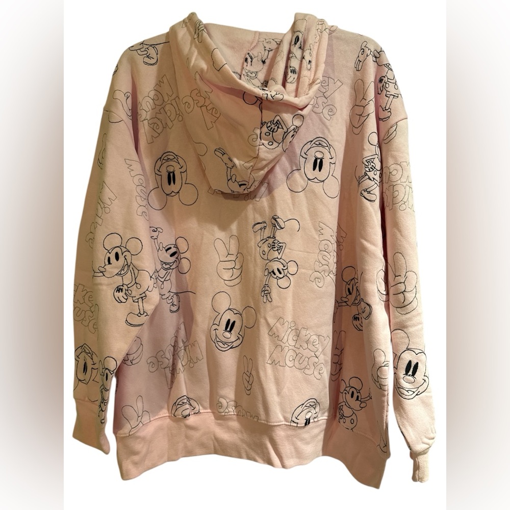 🆕  Disney Mickey Mouse Pink Embroidered Hoodie Zip Up Jacket - Picture 4 of 4
